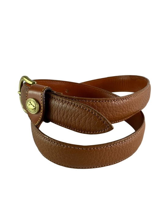 Vintage Dooney & Bourke All-Weather Tan Pebbled Leather Unisex Dress Belt 30-32 main image 5